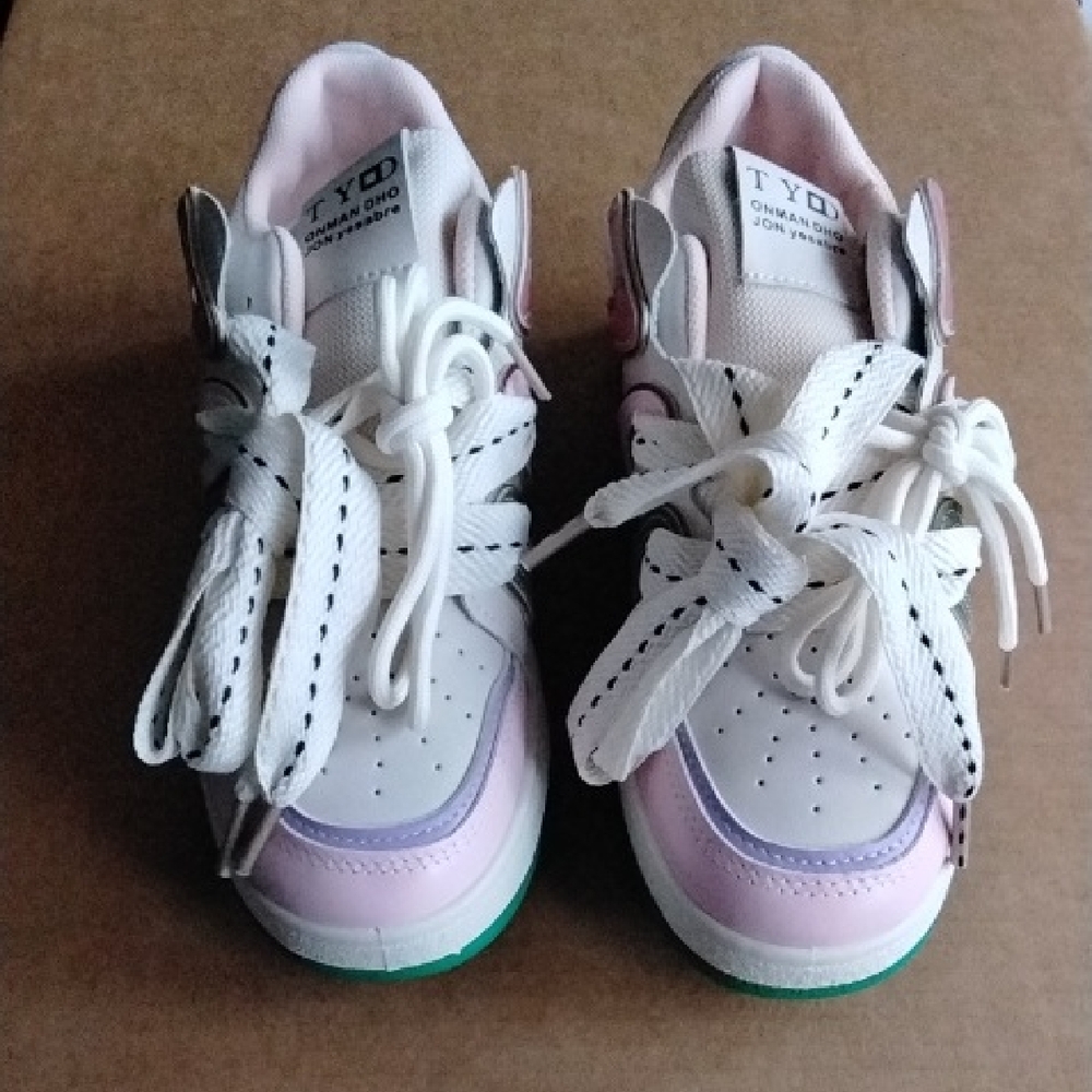 Mel Man Xing Fashion Womens Shoes US Size 6.5 White Pink & Green Brand New
